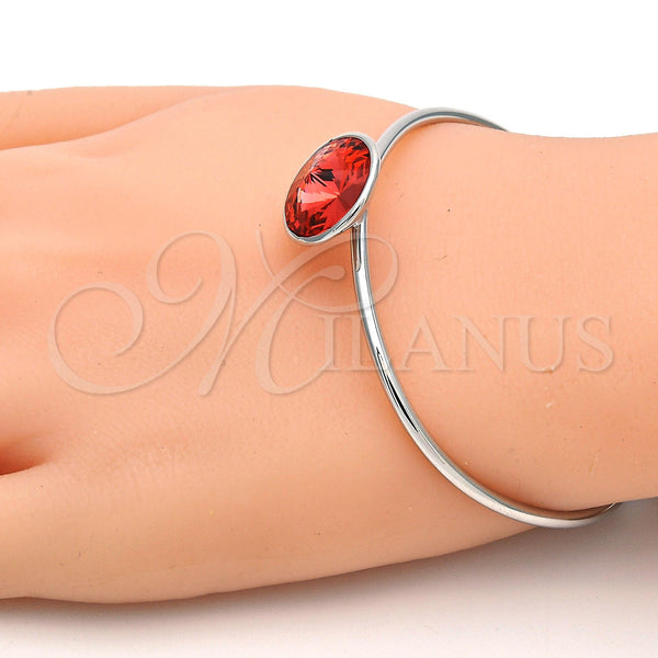 Aro Individual 07.239.0012.8 Rodio Laminado, con Swarovski Elements Padparadscha, Pulido, Rodinado (Grosor 02 MM, Talla Unica)
