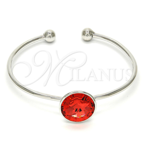 Aro Individual 07.239.0012.8 Rodio Laminado, con Swarovski Elements Padparadscha, Pulido, Rodinado (Grosor 02 MM, Talla Unica)