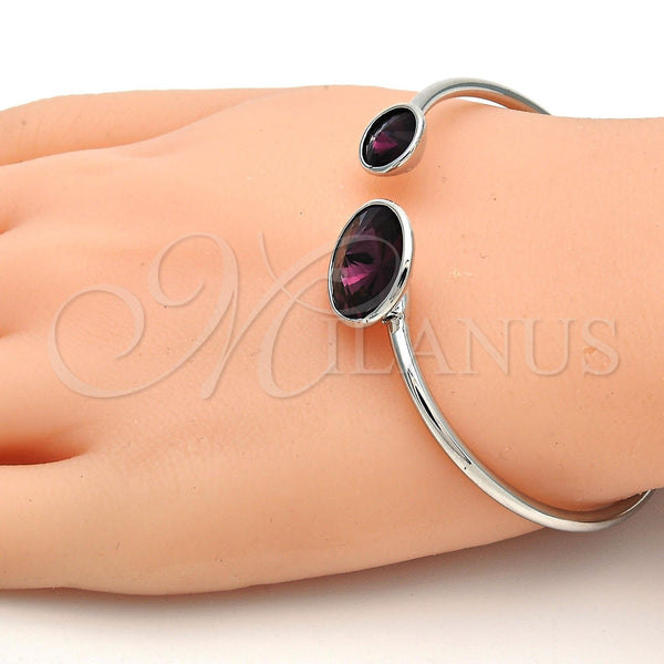 Aro Individual 07.239.0003.2 Rodio Laminado, con Swarovski Elements Amethyst, Pulido, Rodinado (Grosor 03 MM, Talla Unica)