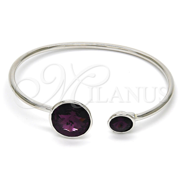 Aro Individual 07.239.0003.2 Rodio Laminado, con Swarovski Elements Amethyst, Pulido, Rodinado (Grosor 03 MM, Talla Unica)