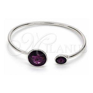Aro Individual 07.239.0003.2 Oro Laminado Blanco, con Swarovski Elements Amethyst, Pulido, Rodinado (Grosor 03 MM, Talla Unica)