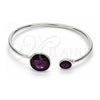 Aro Individual 07.239.0003.2 Oro Laminado Blanco, con Swarovski Elements Amethyst, Pulido, Rodinado (Grosor 03 MM, Talla Unica)