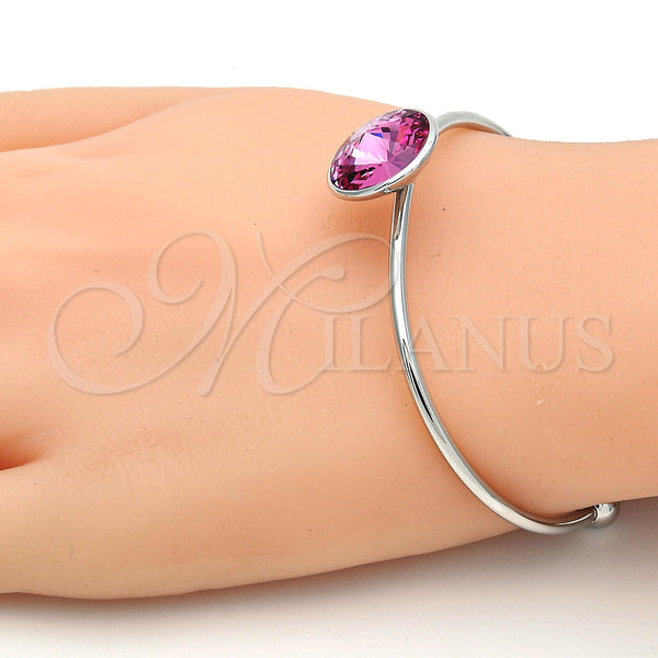Aro Individual 07.239.0012.9 Rodio Laminado, con Swarovski Elements Rose, Pulido, Rodinado (Grosor 02 MM, Talla Unica)