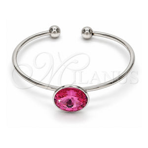 Aro Individual 07.239.0012.9 Oro Laminado Blanco, con Swarovski Elements Rose, Pulido, Rodinado (Grosor 02 MM, Talla Unica)