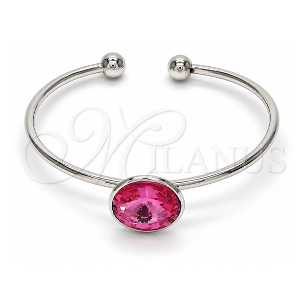 Aro Individual 07.239.0012.9 Oro Laminado Blanco, con Swarovski Elements Rose, Pulido, Rodinado (Grosor 02 MM, Talla Unica)