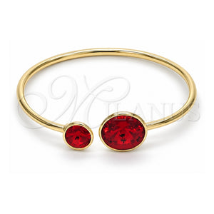 Aro Individual 07.239.0003.7 Oro Laminado, con Swarovski Elements Light Siam, Pulido, Tono Dorado (Grosor 03 MM, Talla Unica)