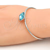 Aro Individual 07.239.0010.3 Rodio Laminado, con Swarovski Elements Light Turquoise, Pulido, Rodinado (Grosor 02 MM, Talla Unica)
