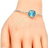 Aro Individual 07.239.0010.3 Rodio Laminado, con Swarovski Elements Light Turquoise, Pulido, Rodinado (Grosor 02 MM, Talla Unica)