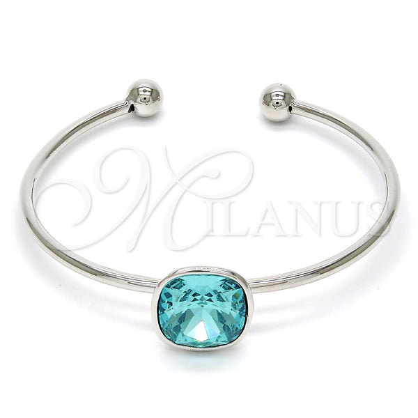 Aro Individual 07.239.0010.3 Rodio Laminado, con Swarovski Elements Light Turquoise, Pulido, Rodinado (Grosor 02 MM, Talla Unica)