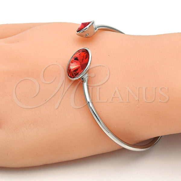 Aro Individual 07.239.0003.8 Rodio Laminado, con Swarovski Elements Padparadscha, Pulido, Rodinado (Grosor 03 MM, Talla Unica)