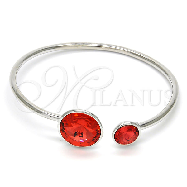 Aro Individual 07.239.0003.8 Rodio Laminado, con Swarovski Elements Padparadscha, Pulido, Rodinado (Grosor 03 MM, Talla Unica)