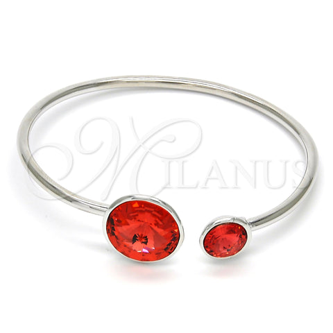 Aro Individual 07.239.0003.8 Rodio Laminado, con Swarovski Elements Padparadscha, Pulido, Rodinado (Grosor 03 MM, Talla Unica)