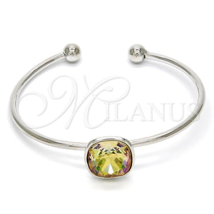 Aro Individual 07.239.0010.4 Rodio Laminado, con Swarovski Elements Luminous Green, Pulido, Rodinado (Grosor 02 MM, Talla Unica)