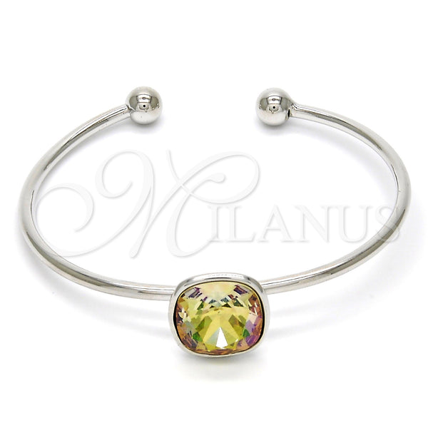 Aro Individual 07.239.0010.4 Rodio Laminado, con Swarovski Elements Luminous Green, Pulido, Rodinado (Grosor 02 MM, Talla Unica)