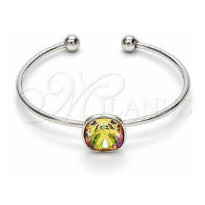 Aro Individual 07.239.0010.4 Oro Laminado Blanco, con Swarovski Elements Luminous Green, Pulido, Rodinado (Grosor 02 MM, Talla Unica)