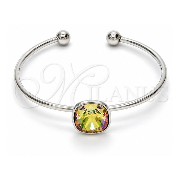 Aro Individual 07.239.0010.4 Oro Laminado Blanco, con Swarovski Elements Luminous Green, Pulido, Rodinado (Grosor 02 MM, Talla Unica)