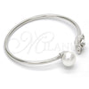 Aro Individual 07.239.0005.1 Oro Laminado Blanco, Diseño de Mariposa, con Swarovski Elements Crystal y Perla Marfil, Pulido, Rodinado (Grosor 03 MM, Talla Unica)