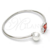 Aro Individual 07.239.0005.5 Oro Laminado Blanco, Diseño de Mariposa, con Swarovski Elements Rose Peach y Perla Marfil, Pulido, Rodinado (Grosor 03 MM, Talla Unica)