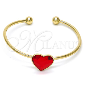 Aro Individual 07.239.0013.1 Oro Laminado, Diseño de Corazón, con Light Siam Swarovski Elements, Pulido, Tono Dorado (02 MM Thickness, One size fits all)