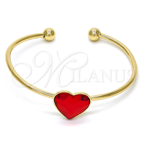Aro Individual 07.239.0013.1 Oro Laminado, Diseño de Corazón, con Light Siam Swarovski Elements, Pulido, Tono Dorado (02 MM Thickness, One size fits all)