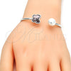 Aro Individual 07.239.0005.7 Rodio Laminado, Diseño de Mariposa, con Swarovski Elements Amethyst y Perla Marfil, Pulido, Rodinado (Grosor 03 MM, Talla Unica)