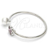 Aro Individual 07.239.0005.7 Rodio Laminado, Diseño de Mariposa, con Swarovski Elements Amethyst y Perla Marfil, Pulido, Rodinado (Grosor 03 MM, Talla Unica)