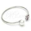 Aro Individual 07.239.0005.7 Rodio Laminado, Diseño de Mariposa, con Swarovski Elements Amethyst y Perla Marfil, Pulido, Rodinado (Grosor 03 MM, Talla Unica)