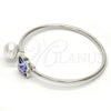 Aro Individual 07.239.0005.9 Rodio Laminado, Diseño de Mariposa, con Swarovski Elements Provence Lavander y Perla Marfil, Pulido, Rodinado (Grosor 03 MM, Talla Unica)