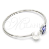 Aro Individual 07.239.0005.9 Rodio Laminado, Diseño de Mariposa, con Swarovski Elements Provence Lavander y Perla Marfil, Pulido, Rodinado (Grosor 03 MM, Talla Unica)
