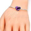Aro Individual 07.239.0013.5 Rodio Laminado, Diseño de Corazón, con Swarovski Elements Rose, Pulido, Rodinado (Grosor 02 MM, Talla Unica)