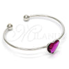 Aro Individual 07.239.0013.5 Rodio Laminado, Diseño de Corazón, con Swarovski Elements Rose, Pulido, Rodinado (Grosor 02 MM, Talla Unica)