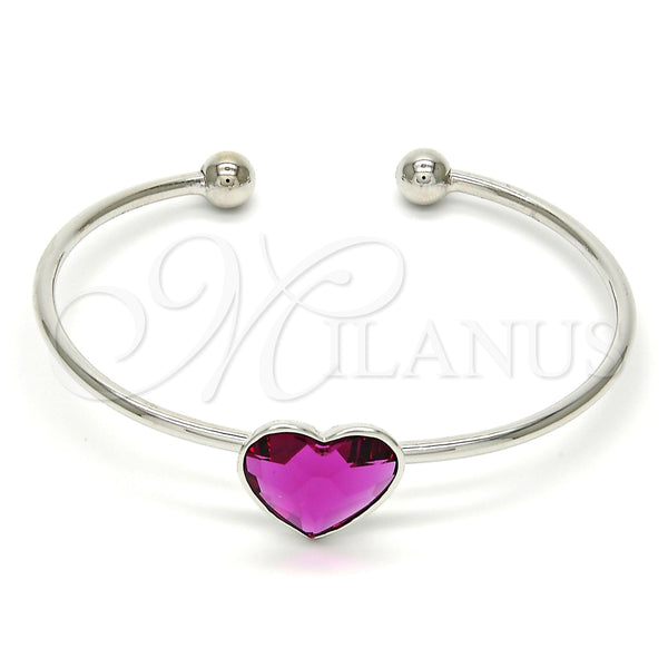Aro Individual 07.239.0013.5 Rodio Laminado, Diseño de Corazón, con Swarovski Elements Rose, Pulido, Rodinado (Grosor 02 MM, Talla Unica)