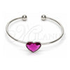 Aro Individual 07.239.0013.5 Oro Laminado Blanco, Diseño de Corazón, con Swarovski Elements Rose, Pulido, Rodinado (Grosor 02 MM, Talla Unica)