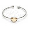 Aro Individual 07.239.0013.6 Oro Laminado Blanco, Diseño de Corazón, con Swarovski Elements Light Silk, Pulido, Rodinado (Grosor 02 MM, Talla Unica)