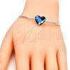 Aro Individual 07.239.0013.7 Rodio Laminado, Diseño de Corazón, con Swarovski Elements Denin Blue, Pulido, Rodinado (Grosor 02 MM, Talla Unica)