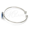Aro Individual 07.239.0013.7 Rodio Laminado, Diseño de Corazón, con Swarovski Elements Denin Blue, Pulido, Rodinado (Grosor 02 MM, Talla Unica)