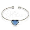 Aro Individual 07.239.0013.7 Rodio Laminado, Diseño de Corazón, con Swarovski Elements Denin Blue, Pulido, Rodinado (Grosor 02 MM, Talla Unica)