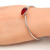 Aro Individual 07.239.0013.8 Rodio Laminado, Diseño de Corazón, con Swarovski Elements Light Siam, Pulido, Rodinado (Grosor 02 MM, Talla Unica)