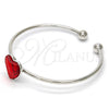 Aro Individual 07.239.0013.8 Rodio Laminado, Diseño de Corazón, con Swarovski Elements Light Siam, Pulido, Rodinado (Grosor 02 MM, Talla Unica)