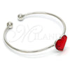 Aro Individual 07.239.0013.8 Rodio Laminado, Diseño de Corazón, con Swarovski Elements Light Siam, Pulido, Rodinado (Grosor 02 MM, Talla Unica)