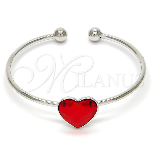 Aro Individual 07.239.0013.8 Rodio Laminado, Diseño de Corazón, con Swarovski Elements Light Siam, Pulido, Rodinado (Grosor 02 MM, Talla Unica)