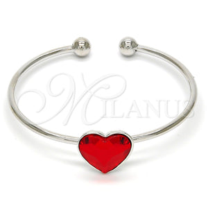 Aro Individual 07.239.0013.8 Rodio Laminado, Diseño de Corazón, con Swarovski Elements Light Siam, Pulido, Rodinado (Grosor 02 MM, Talla Unica)