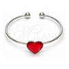 Aro Individual 07.239.0013.8 Oro Laminado Blanco, Diseño de Corazón, con Swarovski Elements Light Siam, Pulido, Rodinado (Grosor 02 MM, Talla Unica)