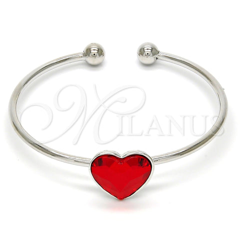 Aro Individual 07.239.0013.8 Rodio Laminado, Diseño de Corazón, con Swarovski Elements Light Siam, Pulido, Rodinado (Grosor 02 MM, Talla Unica)