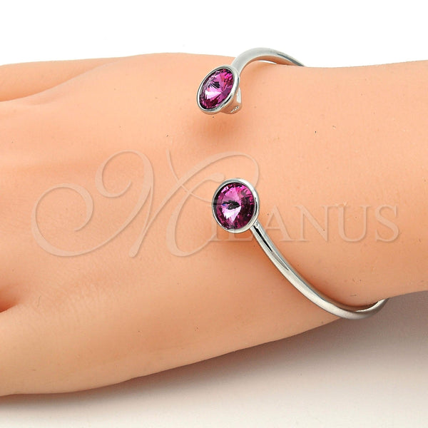 Aro Individual 07.239.0014 Rodio Laminado, con Swarovski Elements Rose, Pulido, Rodinado (Grosor 03 MM, Talla Unica)