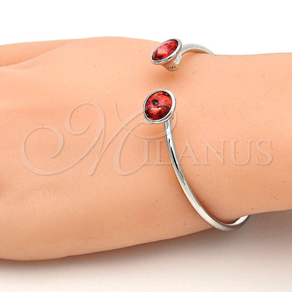 Aro Individual 07.239.0014.3 Rodio Laminado, con Swarovski Elements Padparadscha, Pulido, Rodinado (Grosor 03 MM, Talla Unica)