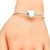 Aro Individual 07.239.0013.9 Rodio Laminado, Diseño de Corazón, con Swarovski Elements Aurore Boreale, Pulido, Rodinado (Grosor 02 MM, Talla Unica)