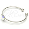Aro Individual 07.239.0013.9 Rodio Laminado, Diseño de Corazón, con Swarovski Elements Aurore Boreale, Pulido, Rodinado (Grosor 02 MM, Talla Unica)