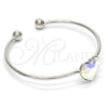 Aro Individual 07.239.0013.9 Rodio Laminado, Diseño de Corazón, con Swarovski Elements Aurore Boreale, Pulido, Rodinado (Grosor 02 MM, Talla Unica)