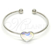 Aro Individual 07.239.0013.9 Rodio Laminado, Diseño de Corazón, con Swarovski Elements Aurore Boreale, Pulido, Rodinado (Grosor 02 MM, Talla Unica)